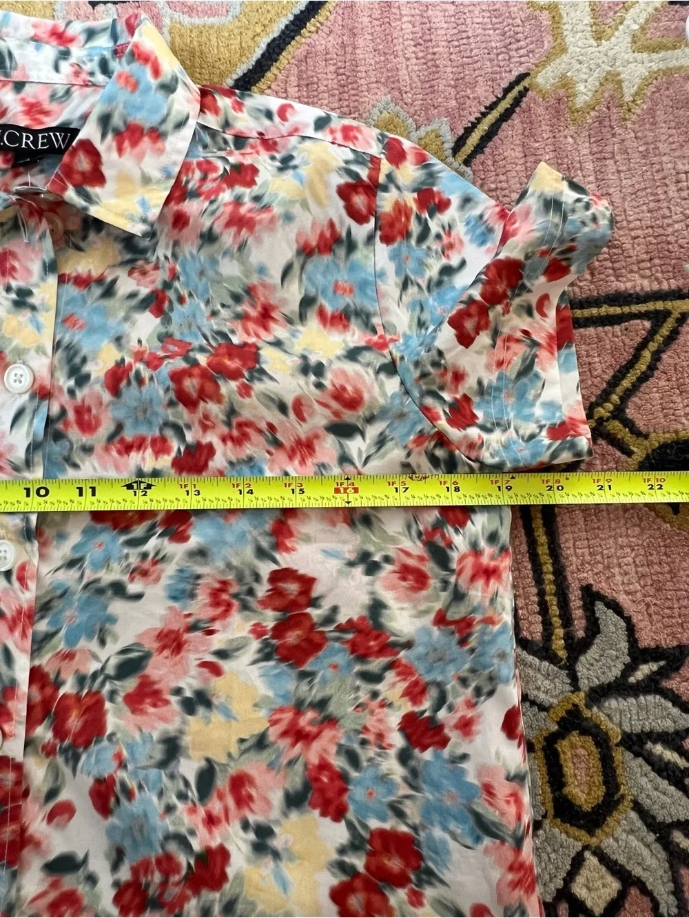 NWT J. Crew Floral Button-Front Short Sleeve Top
